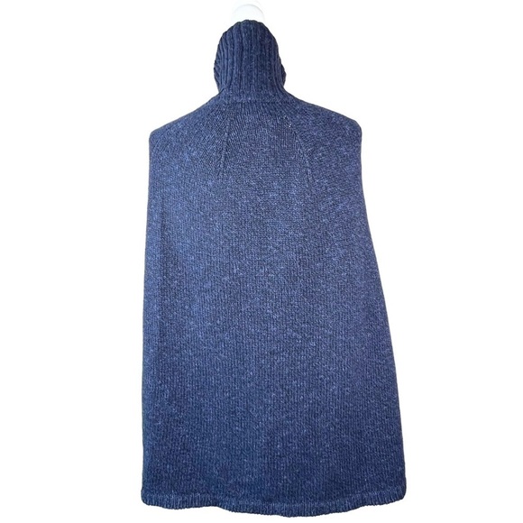 Benson Poncho Sweater Wool Cape Navy Blue Knit Size Small Turtleneck New NWT - Picture 5 of 11